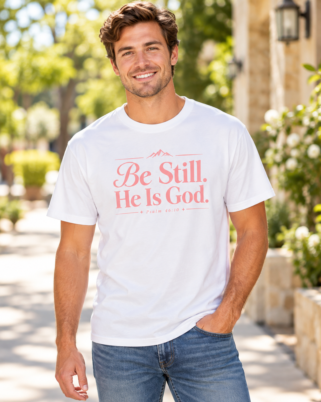 Be Still He Is God T-shirt |Pink | Christian Scripture Psalm 46:10 Faith Tee: other
