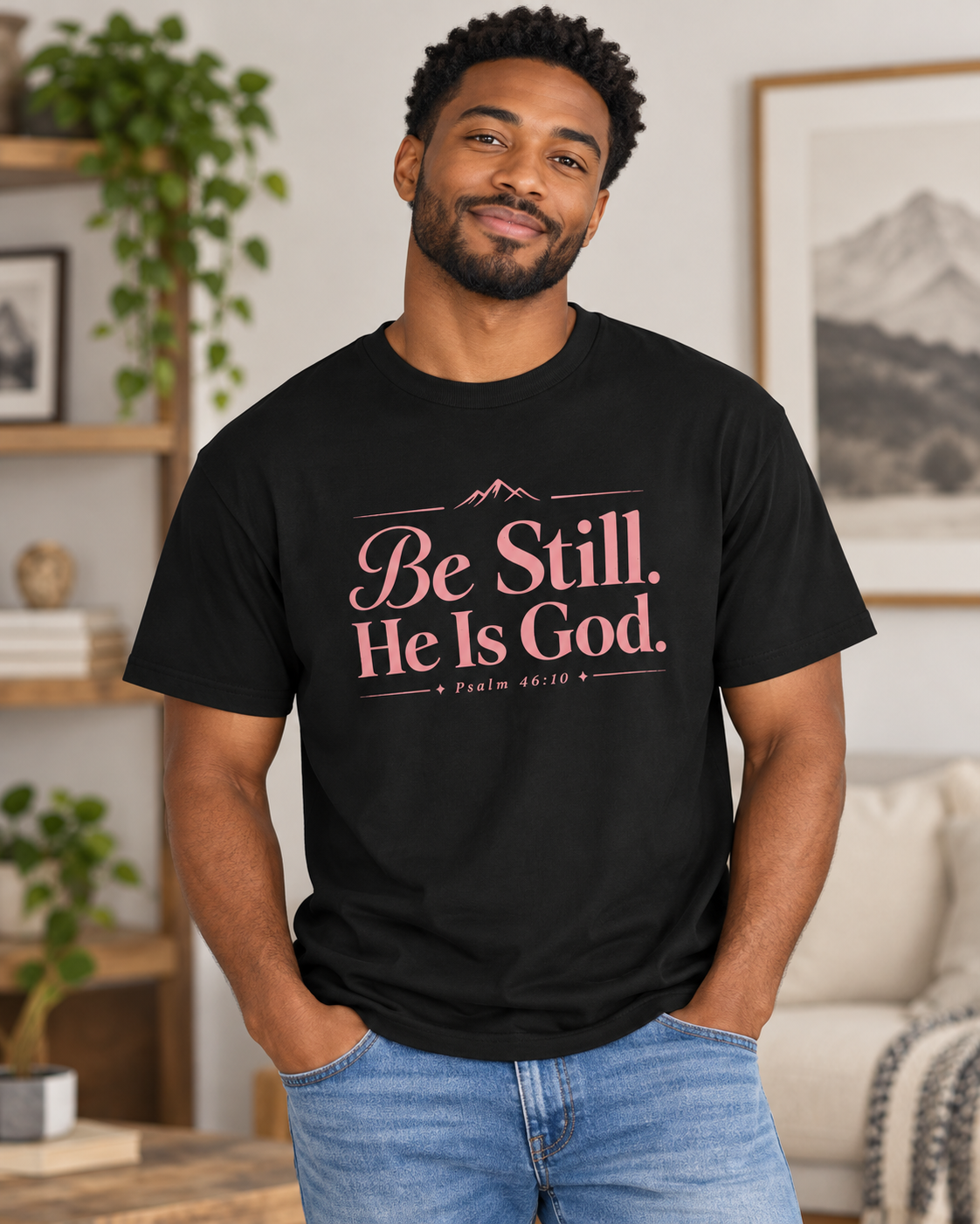 Be Still He Is God T-shirt |Pink | Christian Scripture Psalm 46:10 Faith Tee: other