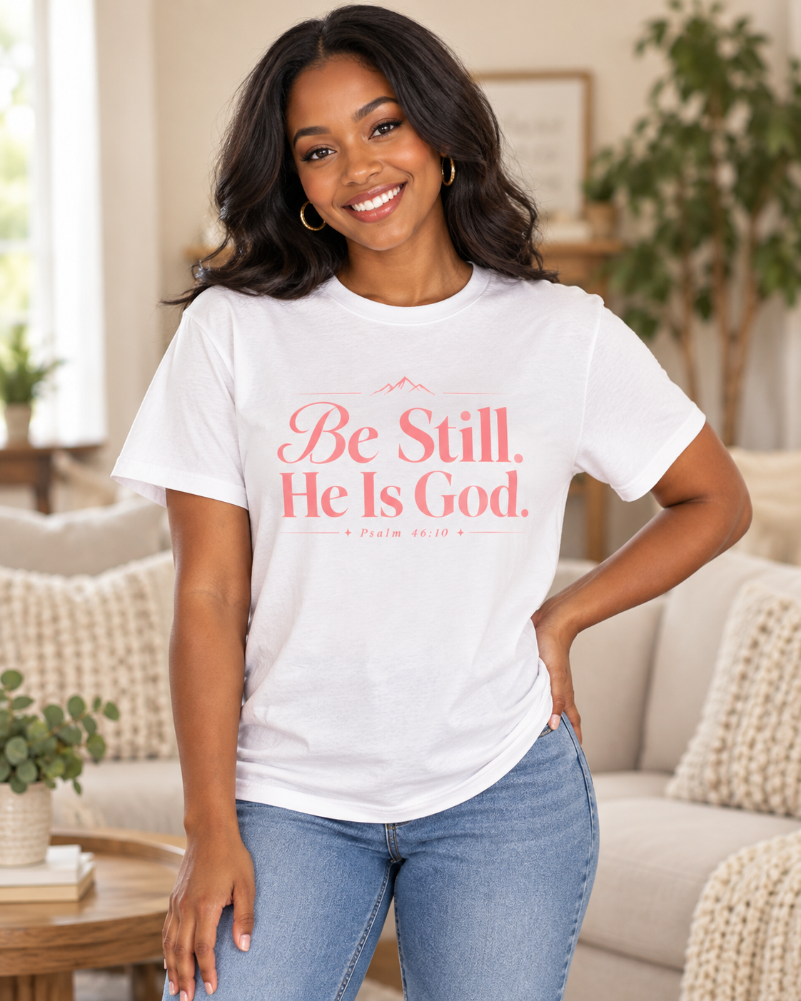 Be Still He Is God T-shirt |Pink | Christian Scripture Psalm 46:10 Faith Tee: other