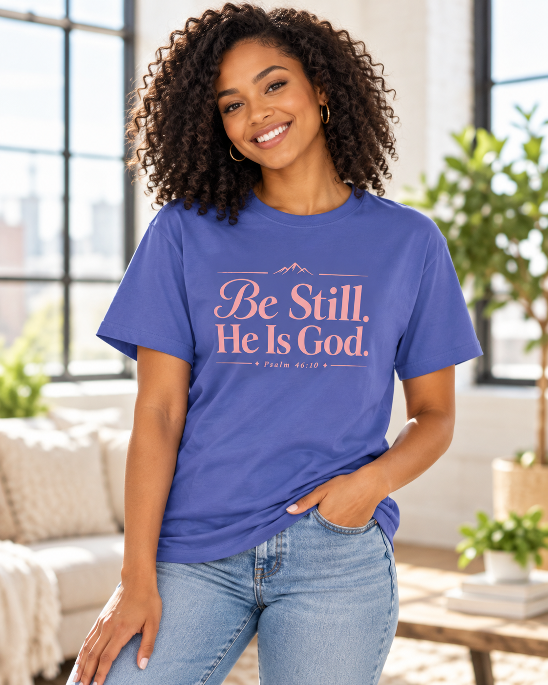 Be Still He Is God T-shirt |Pink | Christian Scripture Psalm 46:10 Faith Tee: other