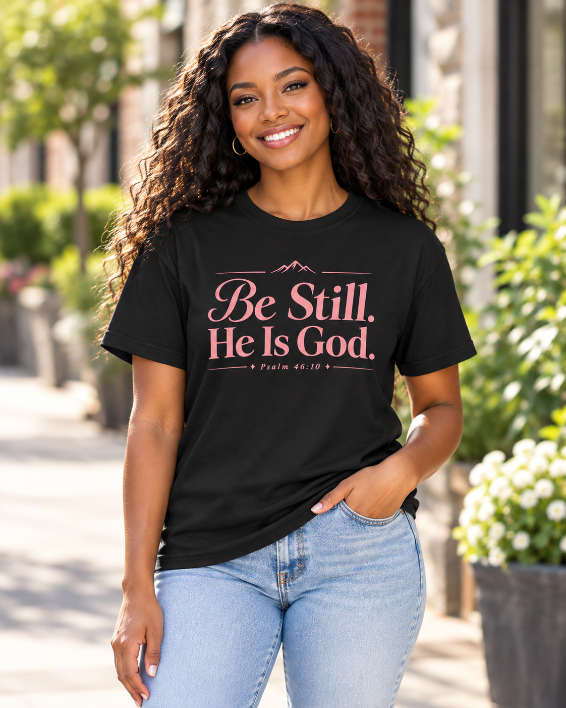 Be Still He Is God T-shirt |Pink | Christian Scripture Psalm 46:10 Faith Tee: other