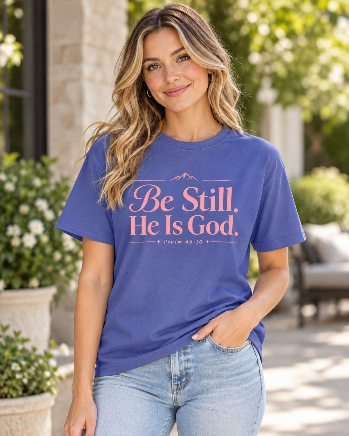 Be Still He Is God T-shirt |Pink | Christian Scripture Psalm 46:10 Faith Tee: other