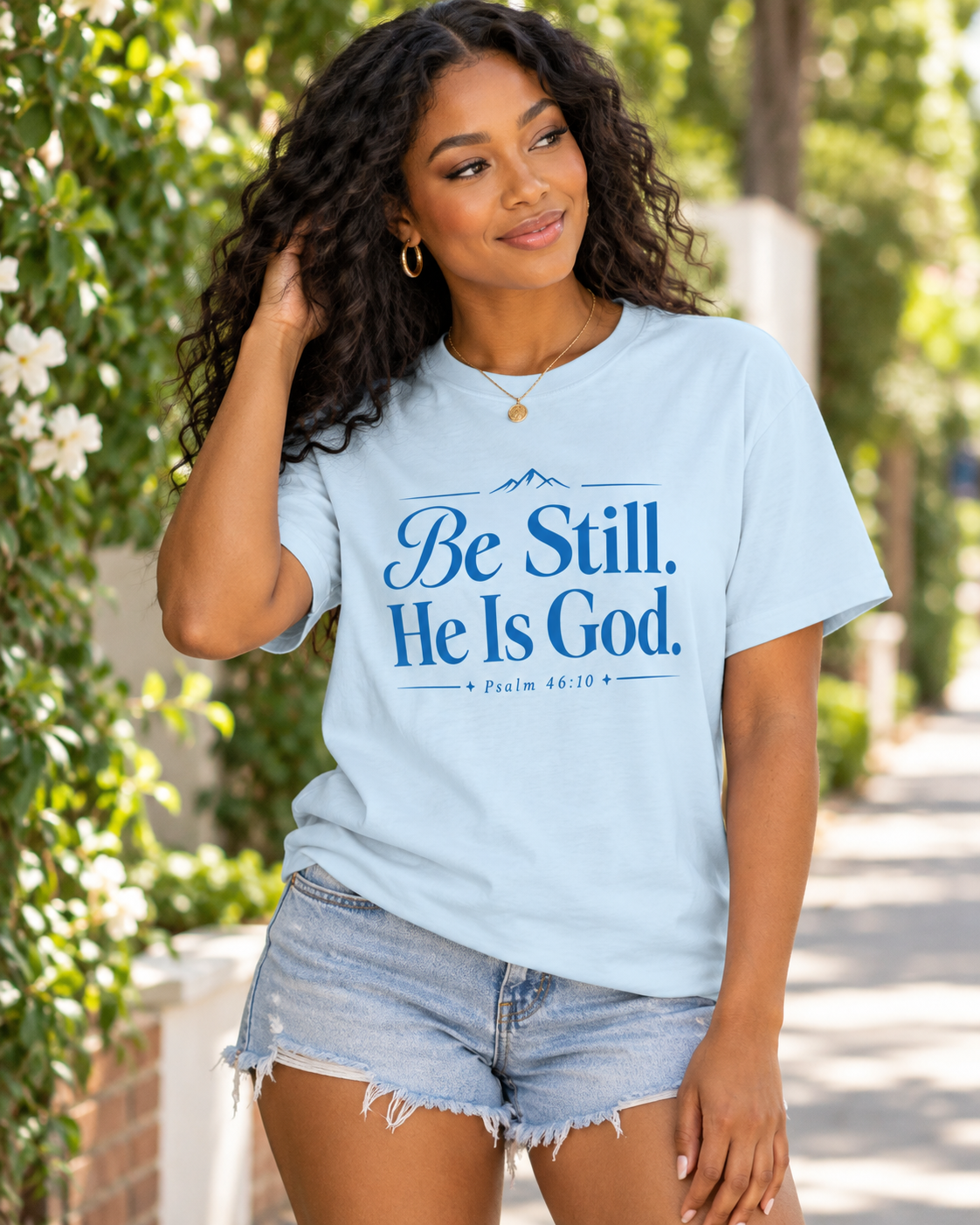 Be Still He Is God T-shirt | Blue | Christian Scripture Psalm 46:10 Faith Tee: other