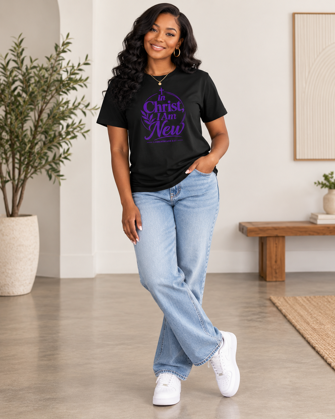 In Christ I Am New T-shirt | Purple | Christian Faith Scripture Tee: other