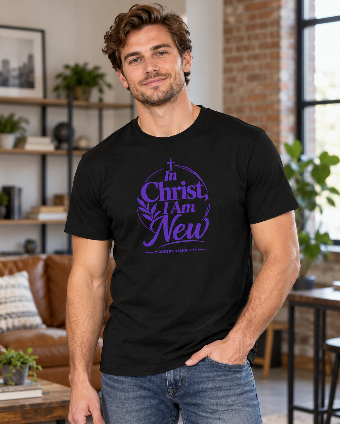 In Christ I Am New T-shirt | Purple | Christian Faith Scripture Tee: other