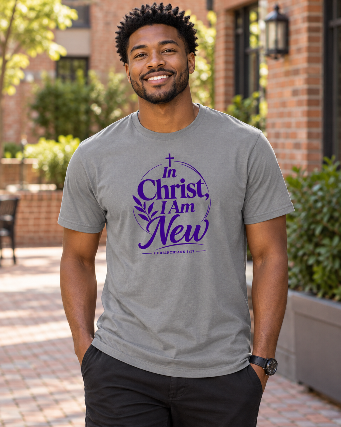In Christ I Am New T-shirt | Purple | Christian Faith Scripture Tee: other