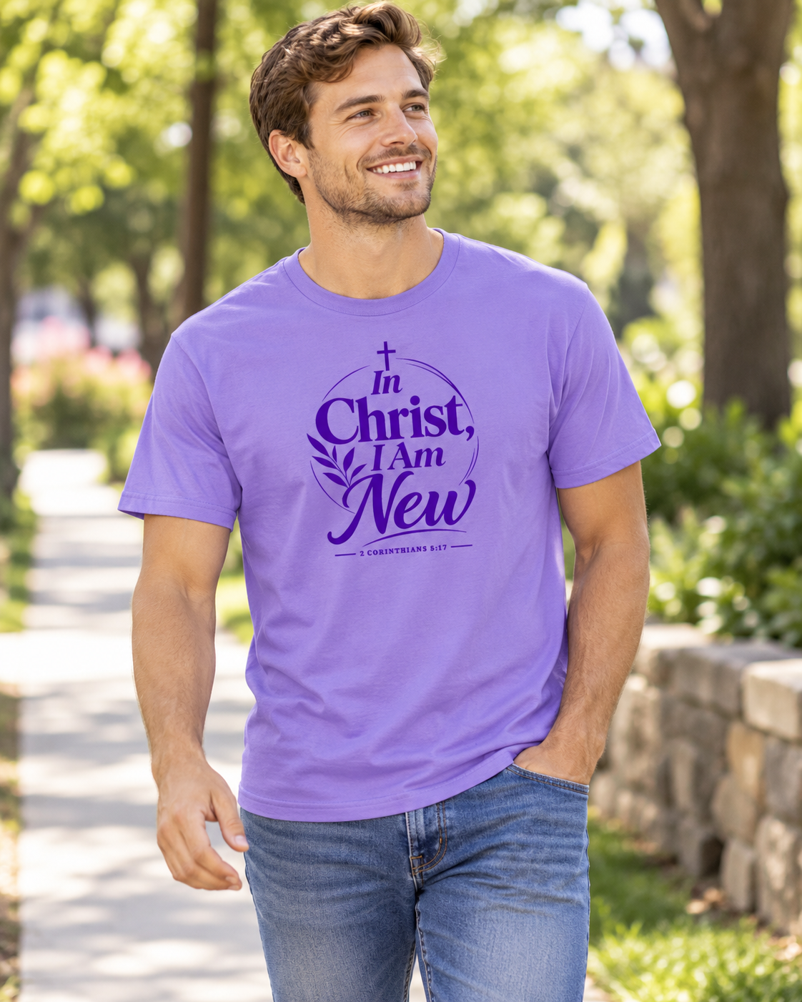 In Christ I Am New T-shirt | Purple | Christian Faith Scripture Tee: other