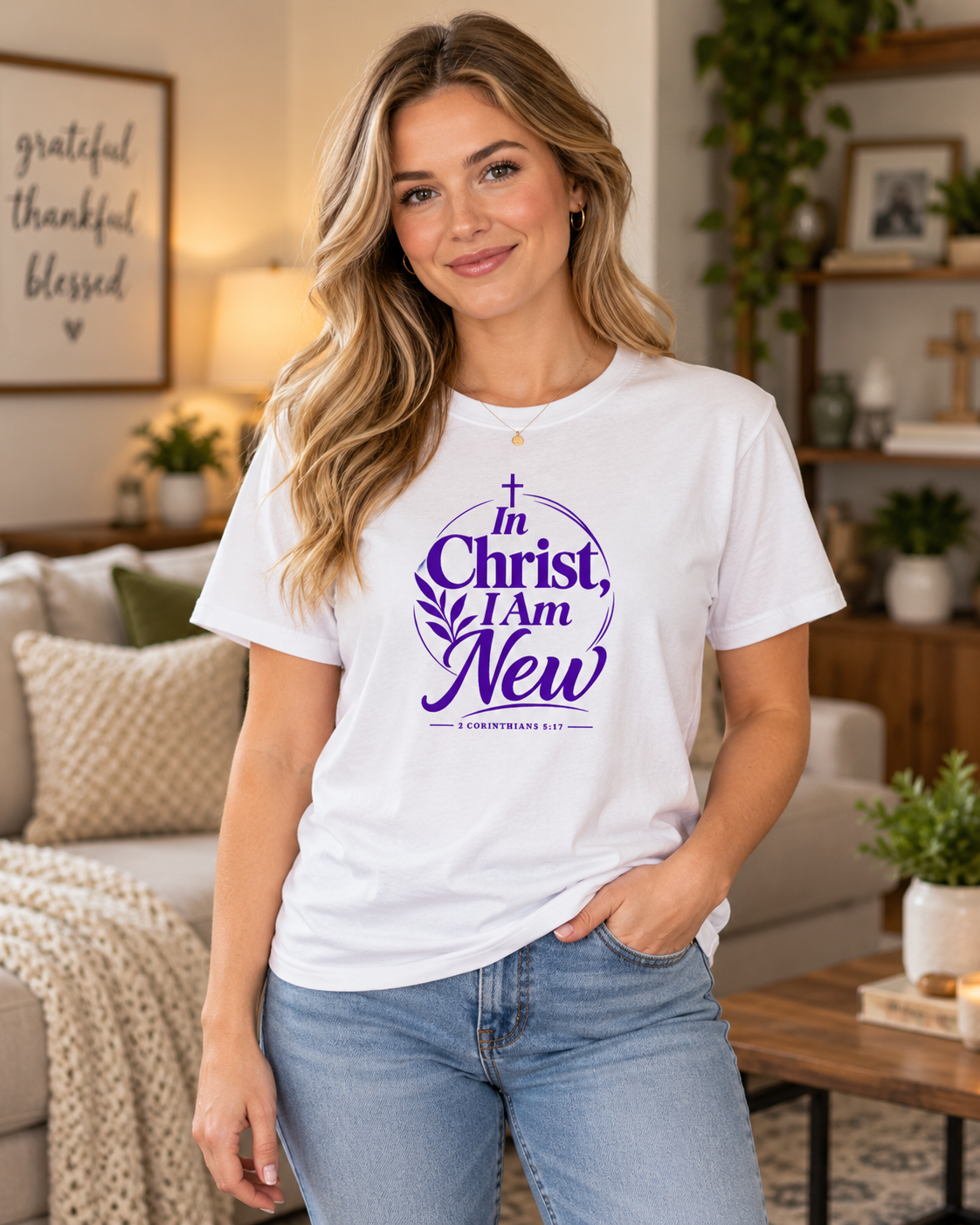 In Christ I Am New T-shirt | Purple | Christian Faith Scripture Tee: other