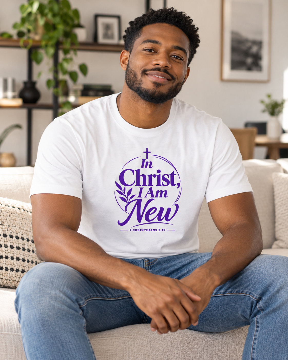 In Christ I Am New T-shirt | Purple | Christian Faith Scripture Tee: other