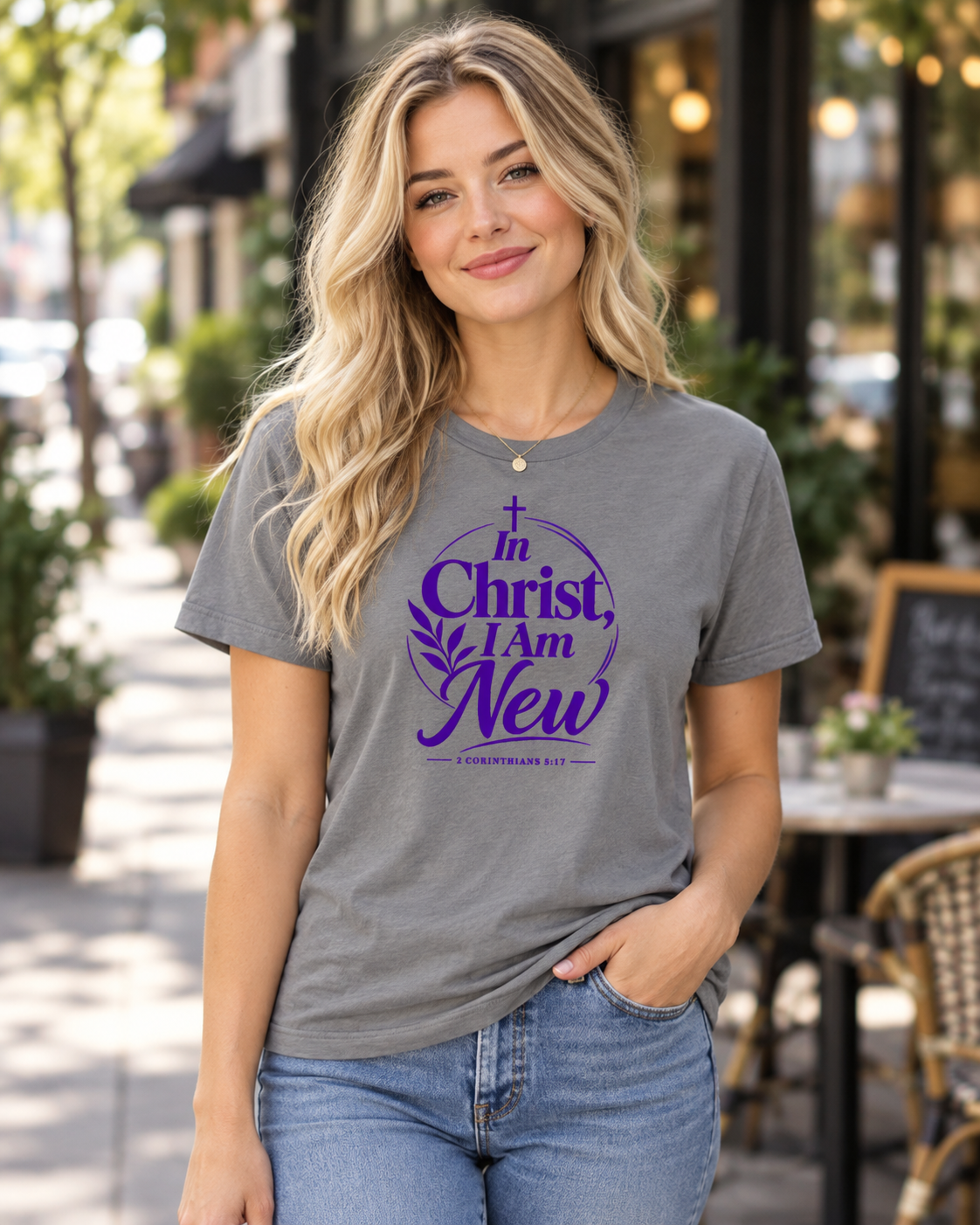In Christ I Am New T-shirt | Purple | Christian Faith Scripture Tee: other