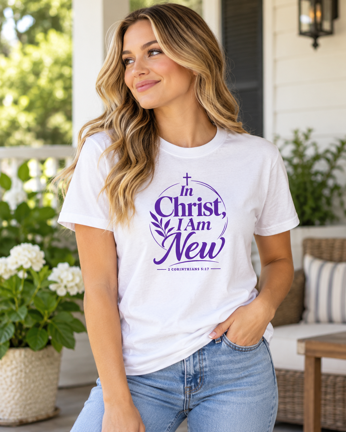 In Christ I Am New T-shirt | Purple | Christian Faith Scripture Tee: other