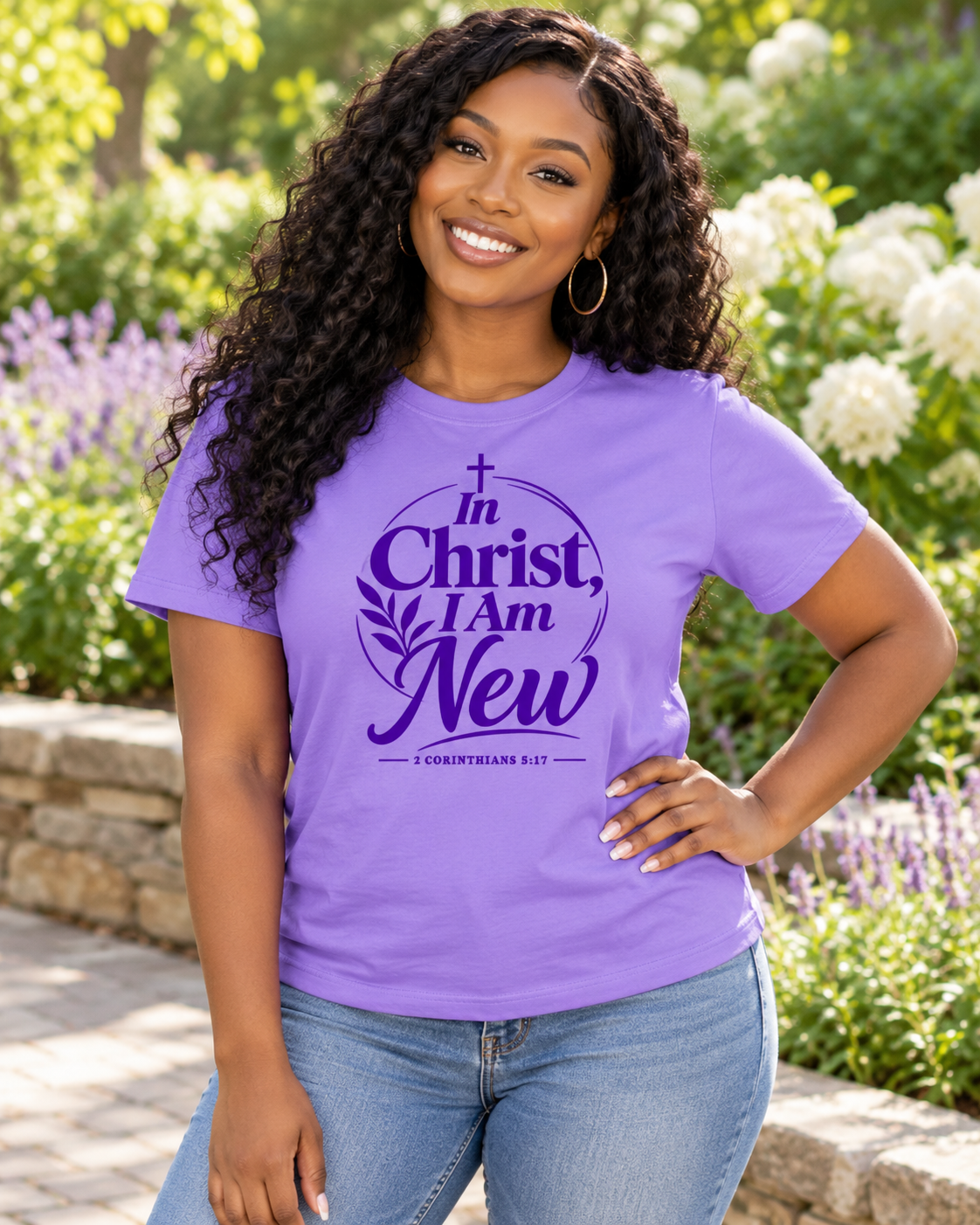 Violet In Christ I Am New T-shirt | Purple | Christian Faith Scripture Tee