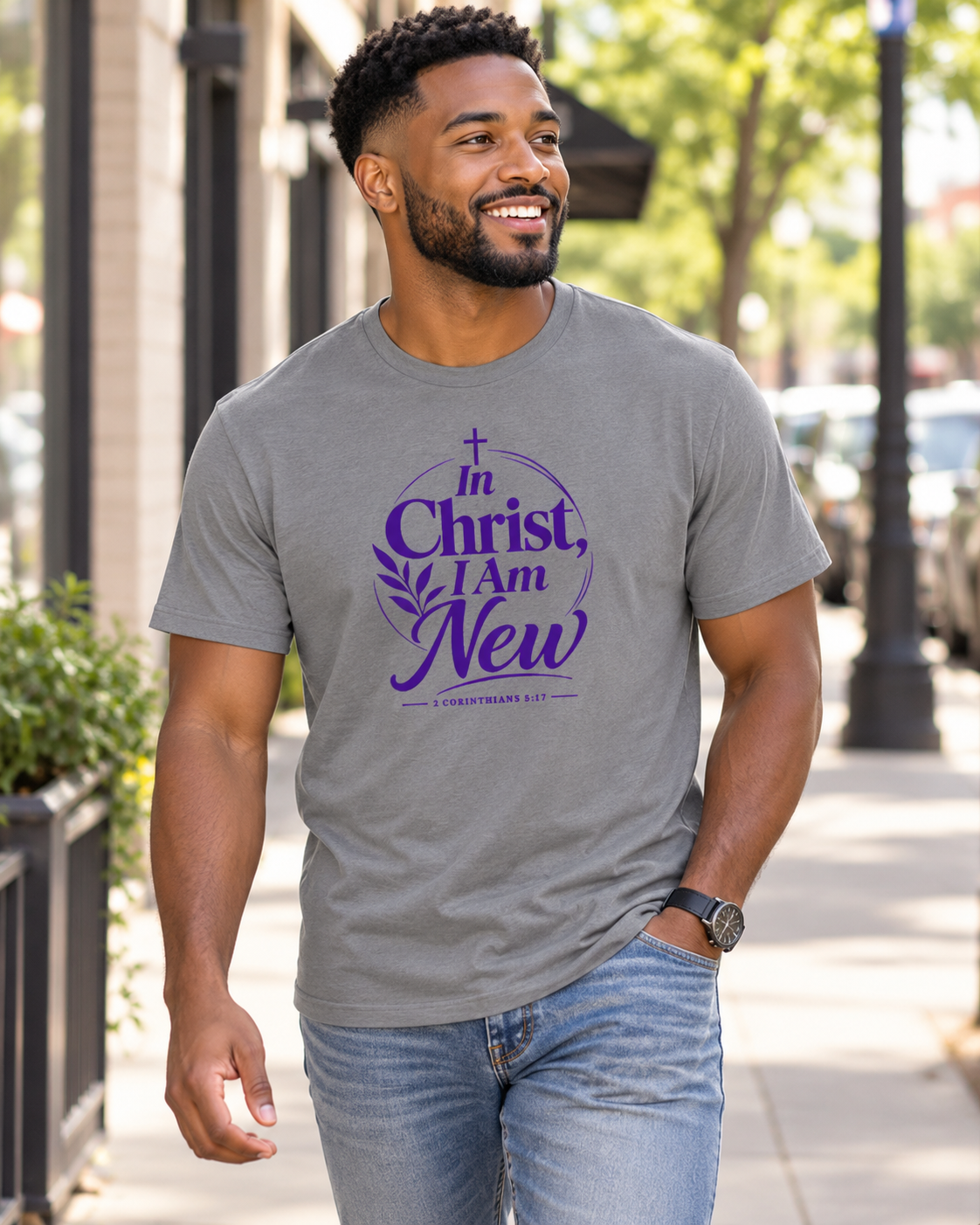 In Christ I Am New T-shirt | Purple | Christian Faith Scripture Tee: other