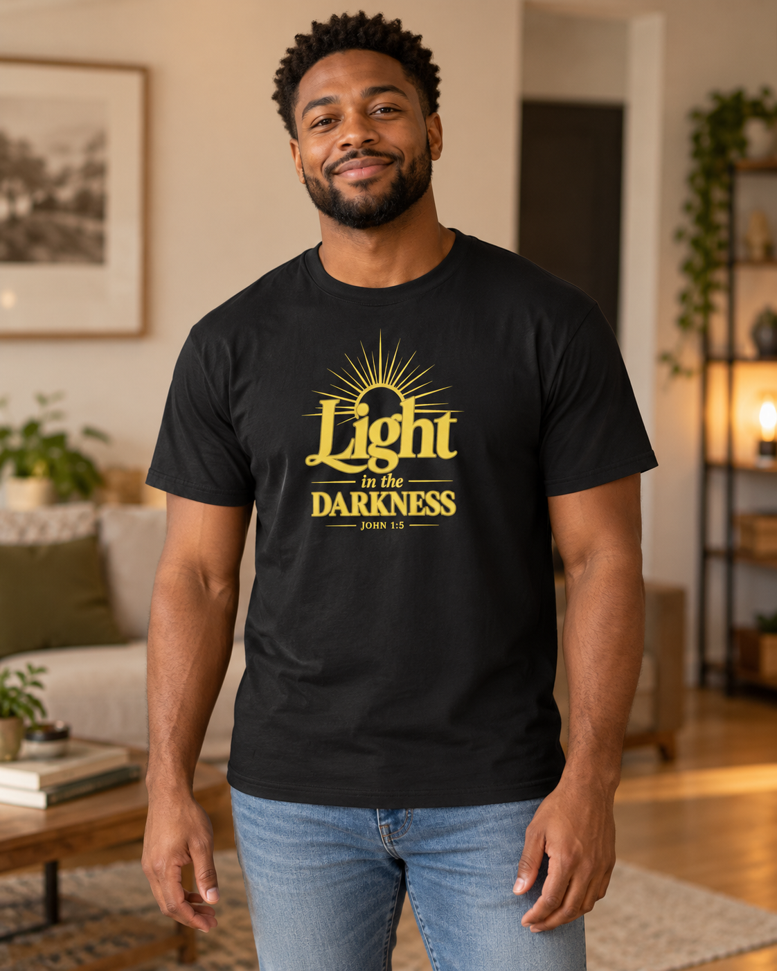 Light In The Darkness T-Shirt | Yellow Typography Spiritual Tee: other