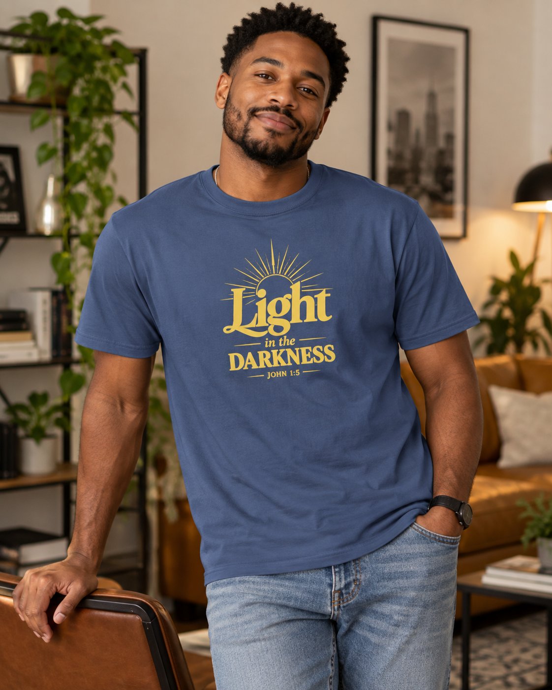 Light In The Darkness T-Shirt | Yellow Typography Spiritual Tee: other