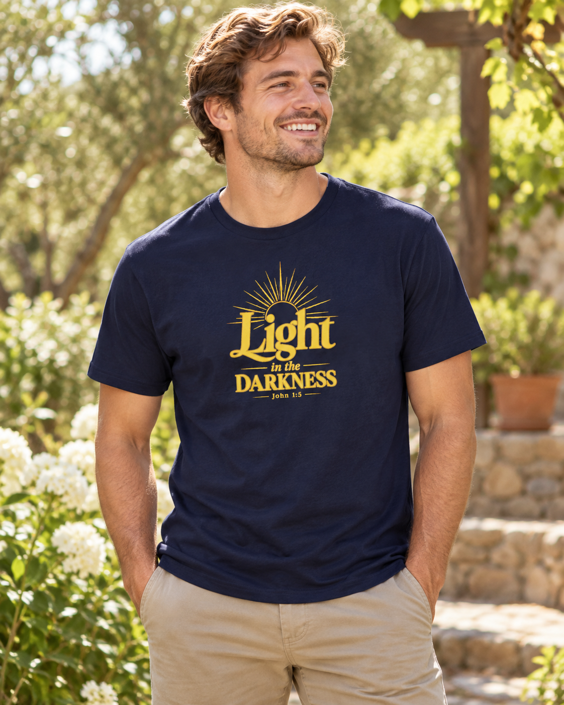 Light In The Darkness T-Shirt | Yellow Typography Spiritual Tee: other