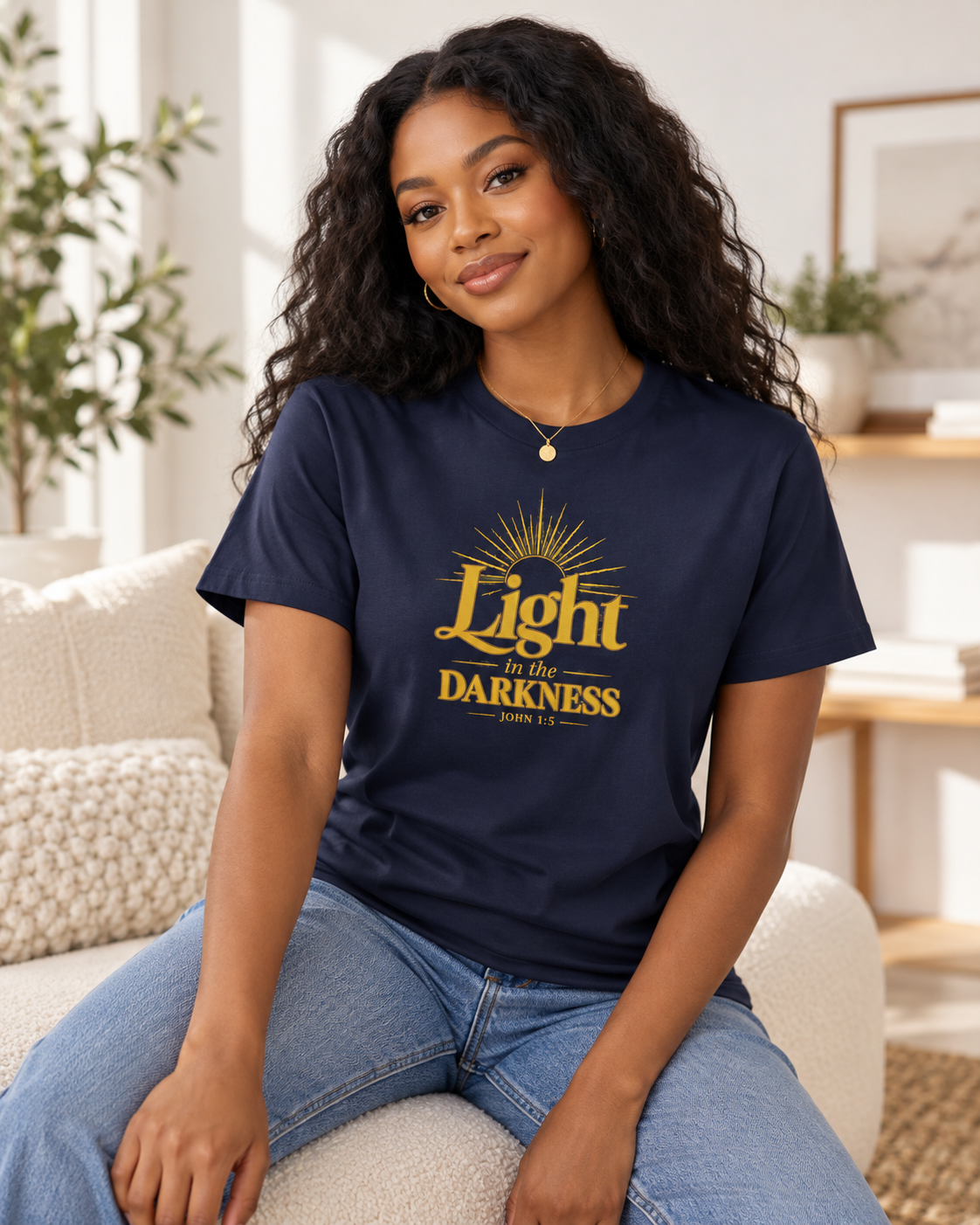 Light In The Darkness T-Shirt | Yellow Typography Spiritual Tee: other