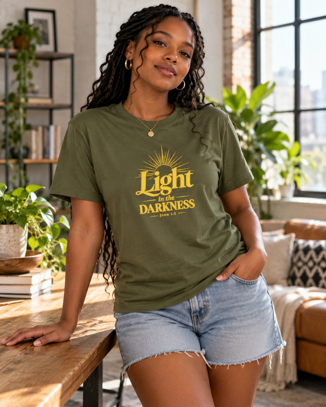 Light In The Darkness T-Shirt | Yellow Typography Spiritual Tee: other