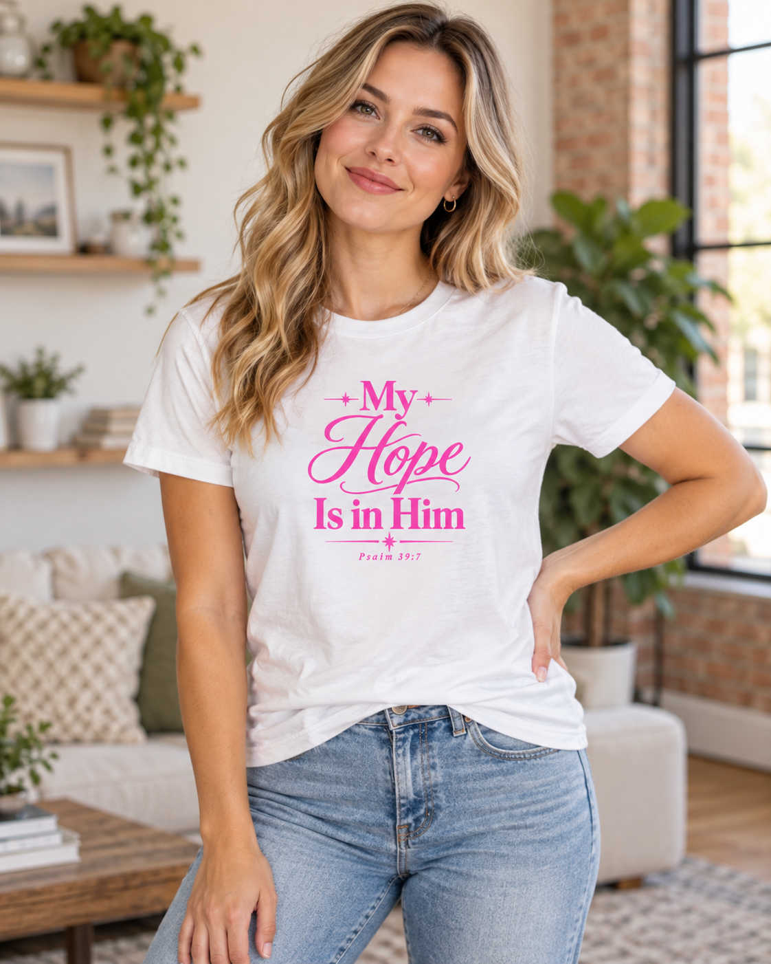 My Hope Is In Him T-shirt | Pink | Christian Faith Scripture Tee: other