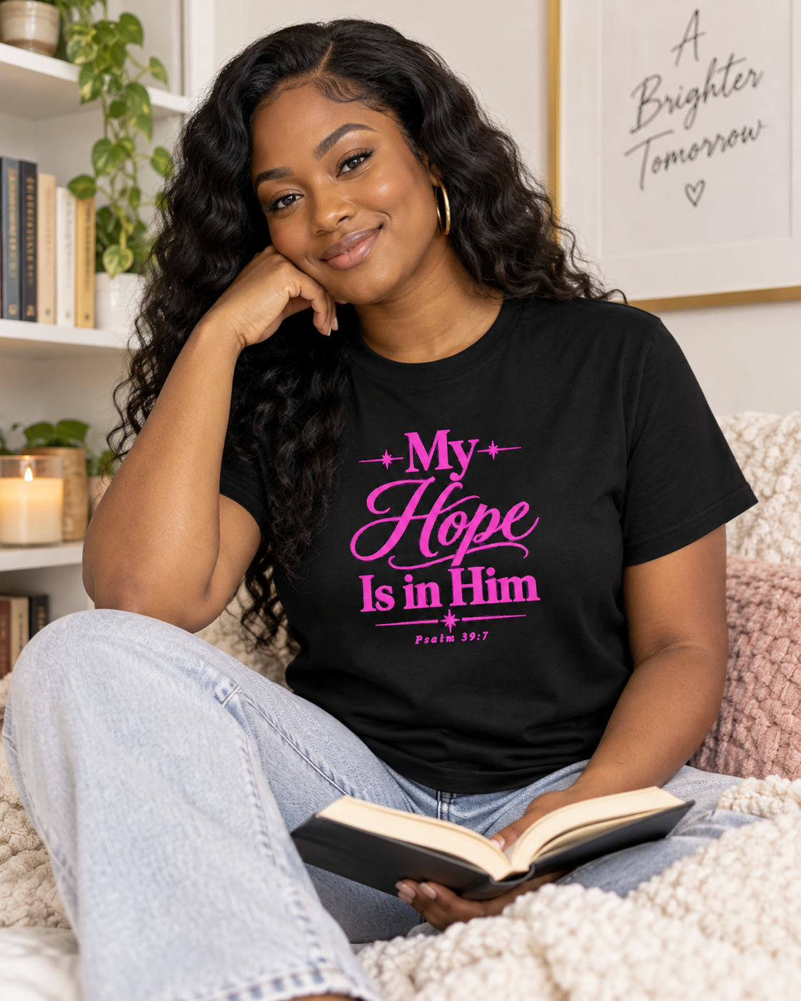 My Hope Is In Him T-shirt | Pink | Christian Faith Scripture Tee: other