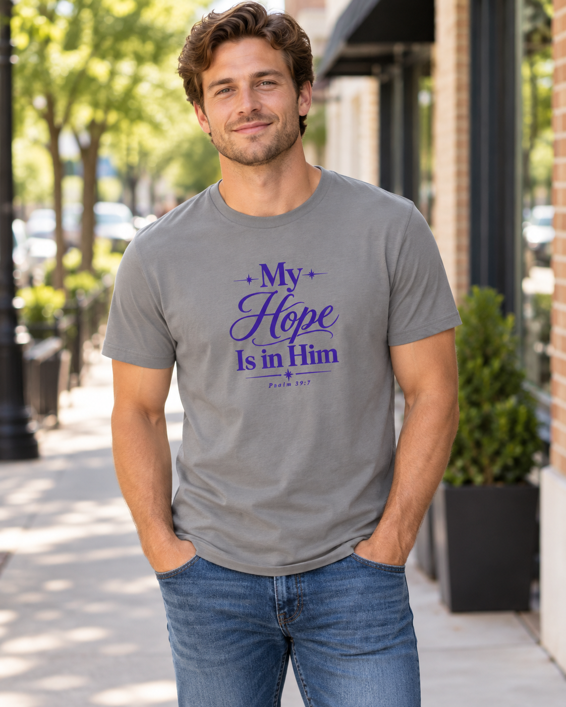 Granite My Hope Is In Him T-shirt | Purple | Christian Faith Scripture Tee