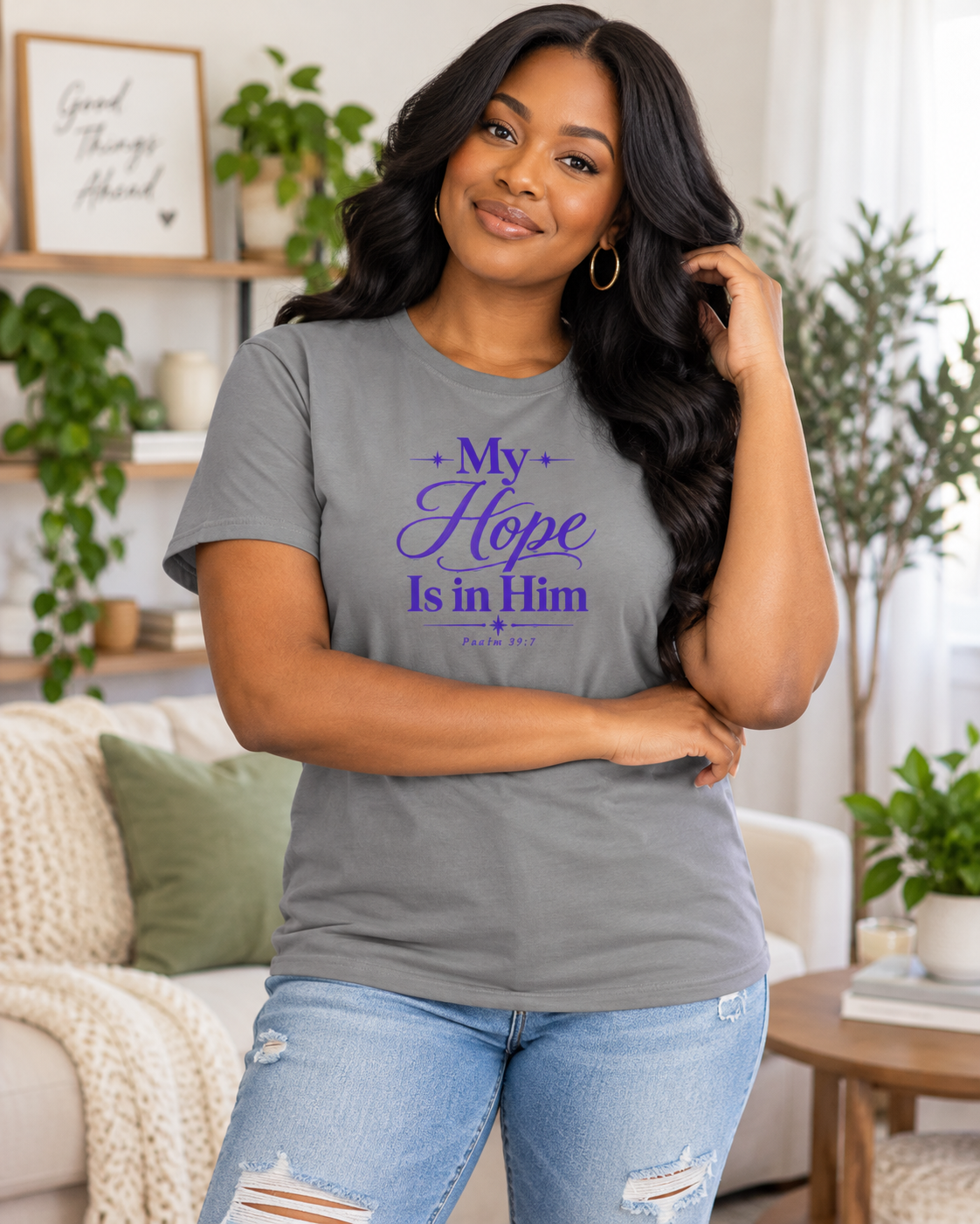 My Hope Is In Him T-shirt | Purple | Christian Faith Scripture Tee: other