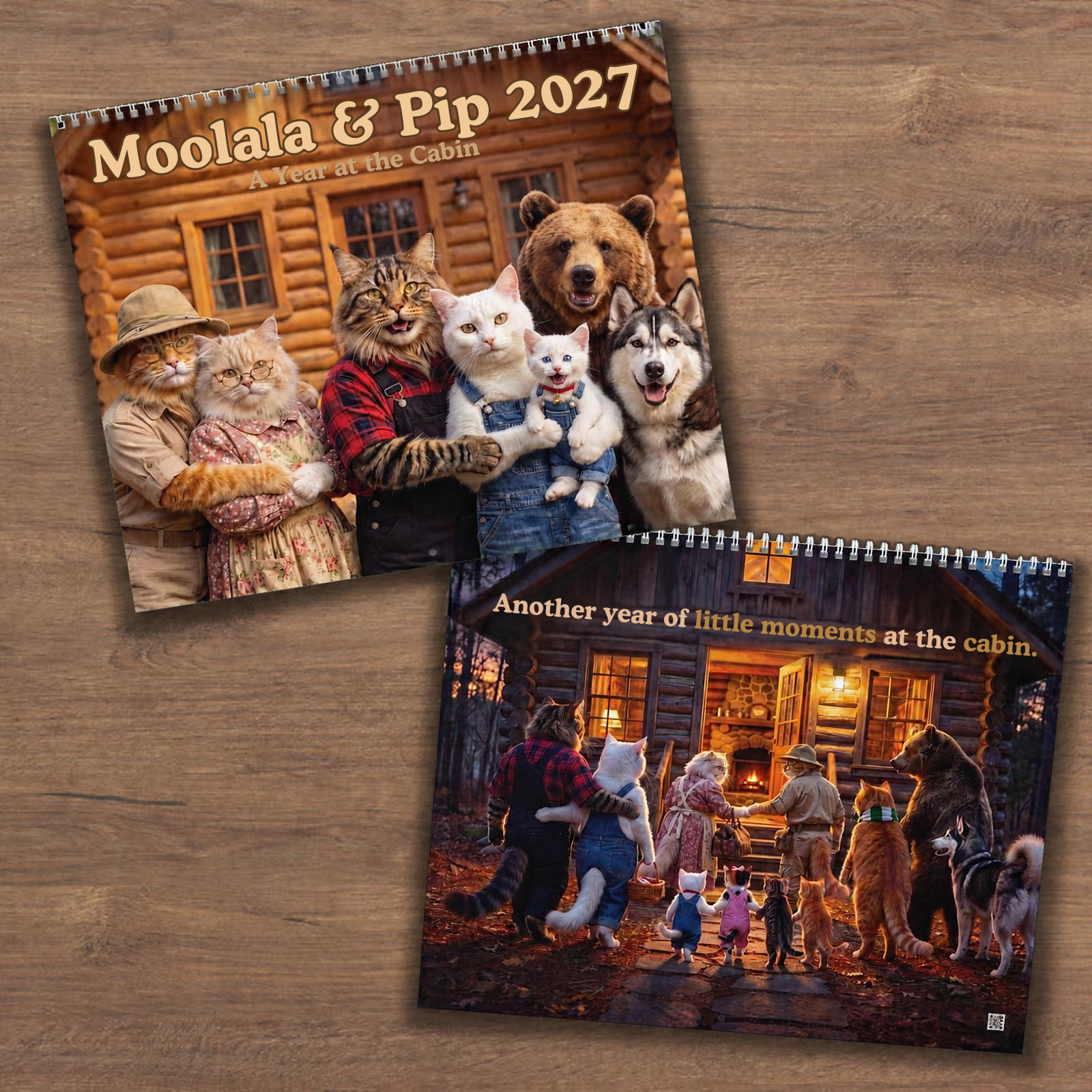 Moolala & Pip 2027 Wall Calendar | A Year at the Cabin – 14" x 11.5", Glossy