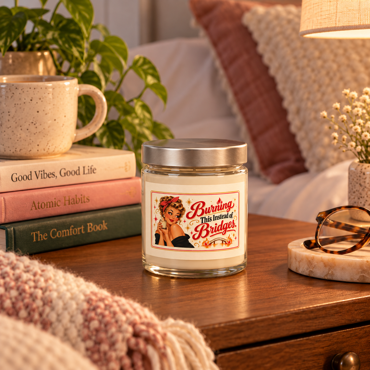 Burning This Instead of Bridges candle