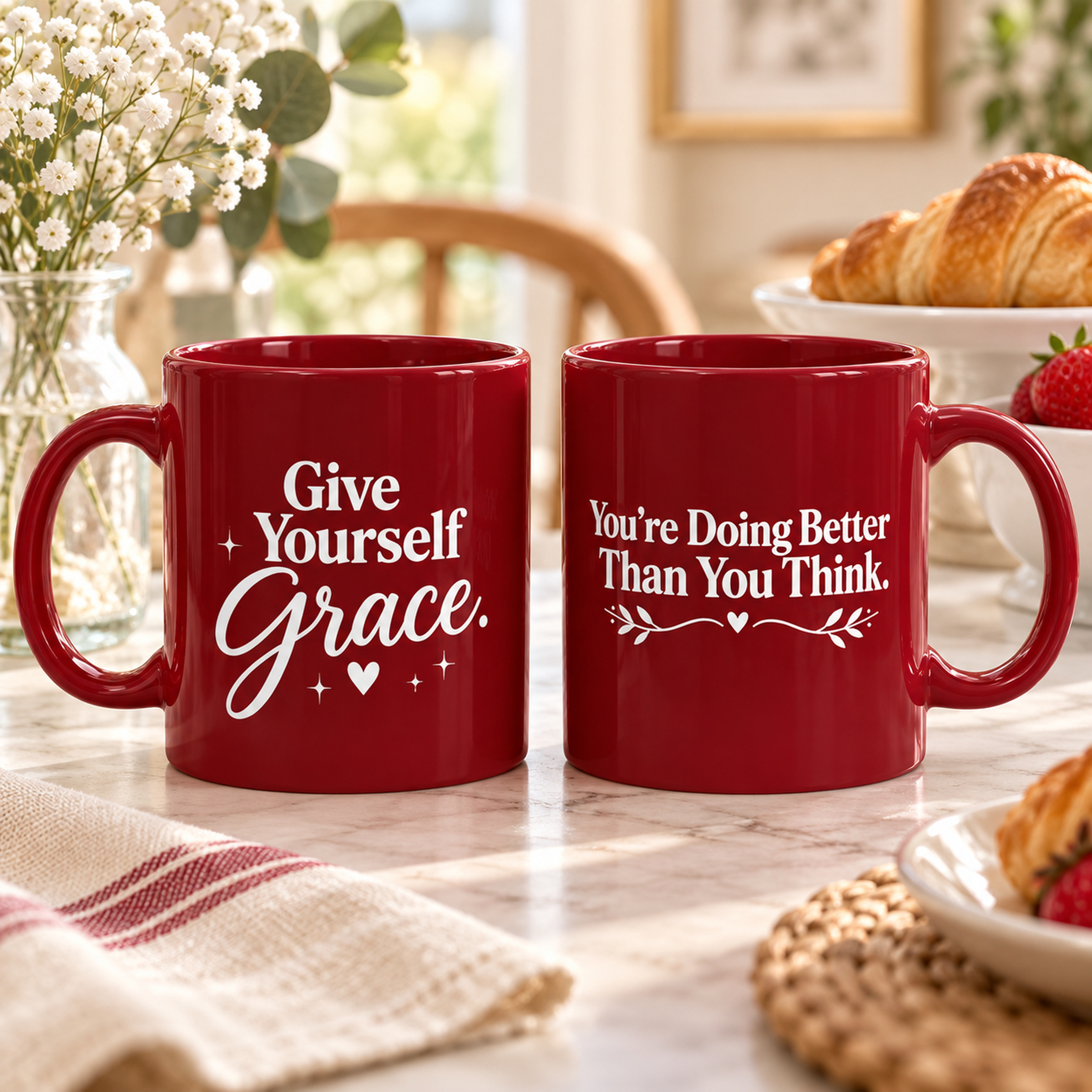 Give Yourself Grace inspirational coffee mug
