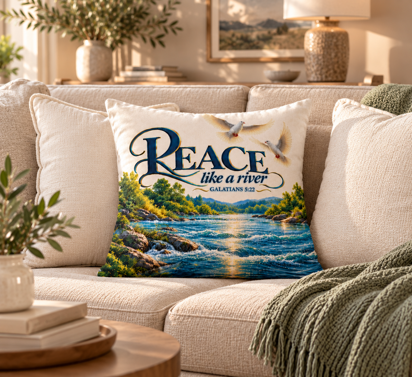 Peace Throw Pillow - Fruit of the Spirit Inspirational Home Decor