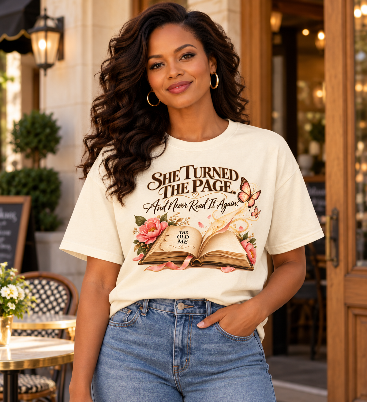 She Turned the Page Inspirational Women's Graphic Tee 