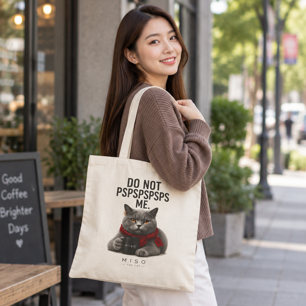 Miso The Cat Tote Bag — "Do Not PSPSPSP Me " Canvas Shopper