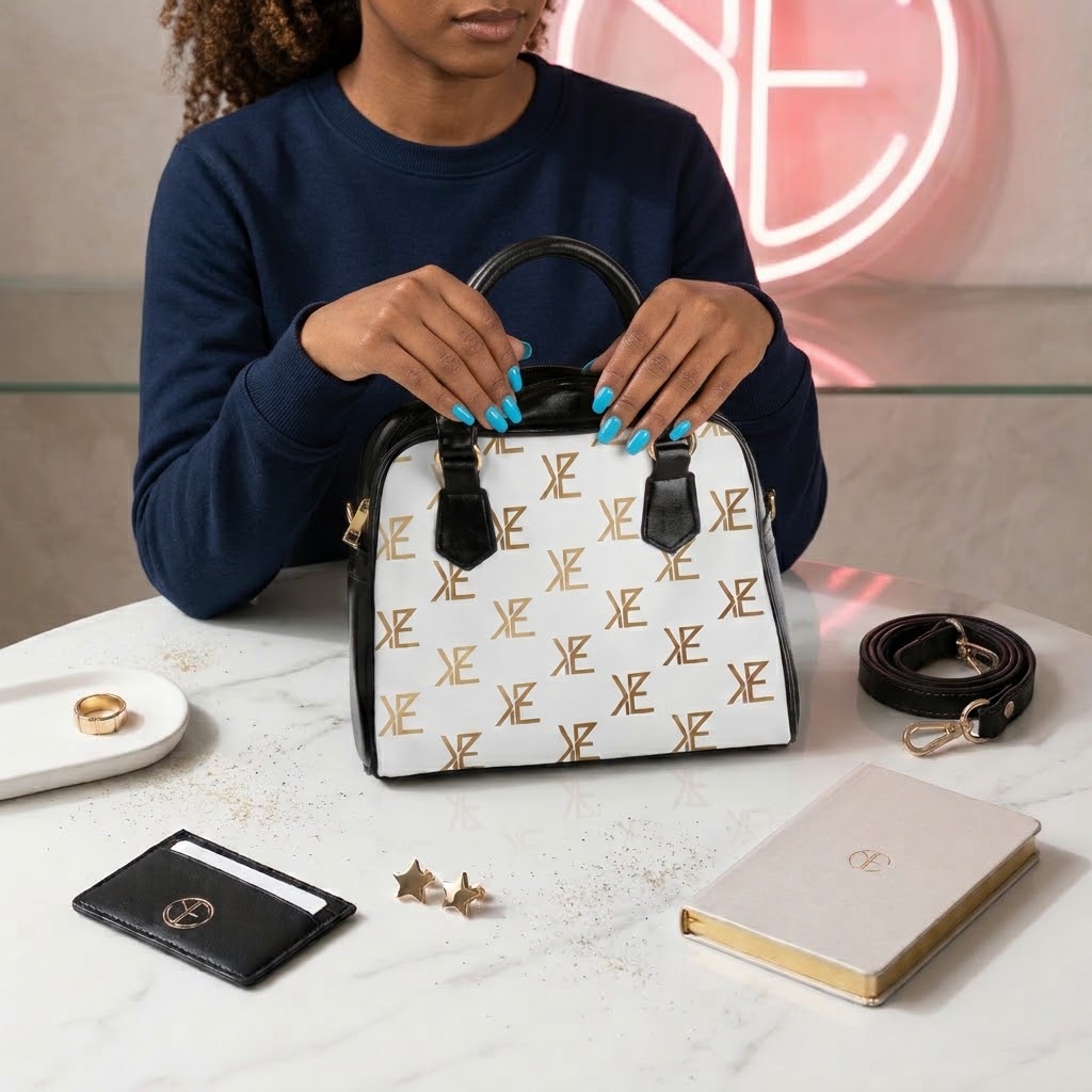 YE Luxuy White Leather Handbag w/ shoulder strap